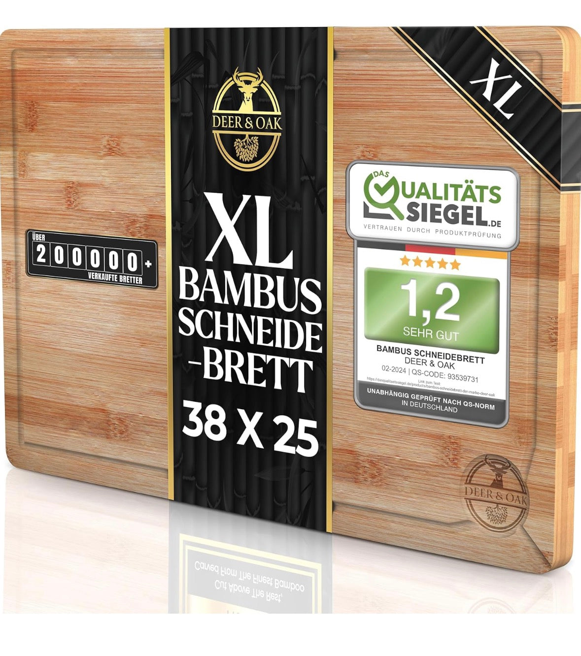 Deer & Oak Schneidebrett Holz – Extra Großes