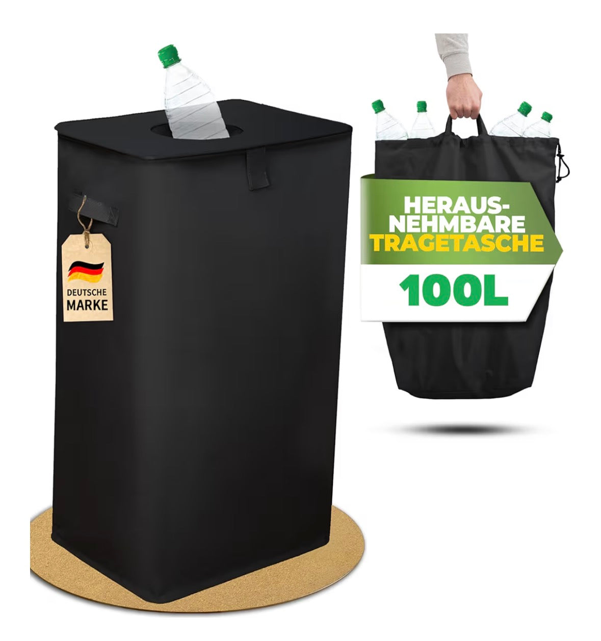 Pfandflaschen Sammelbehälter mit Deckel, Stabiler Flaschensammler